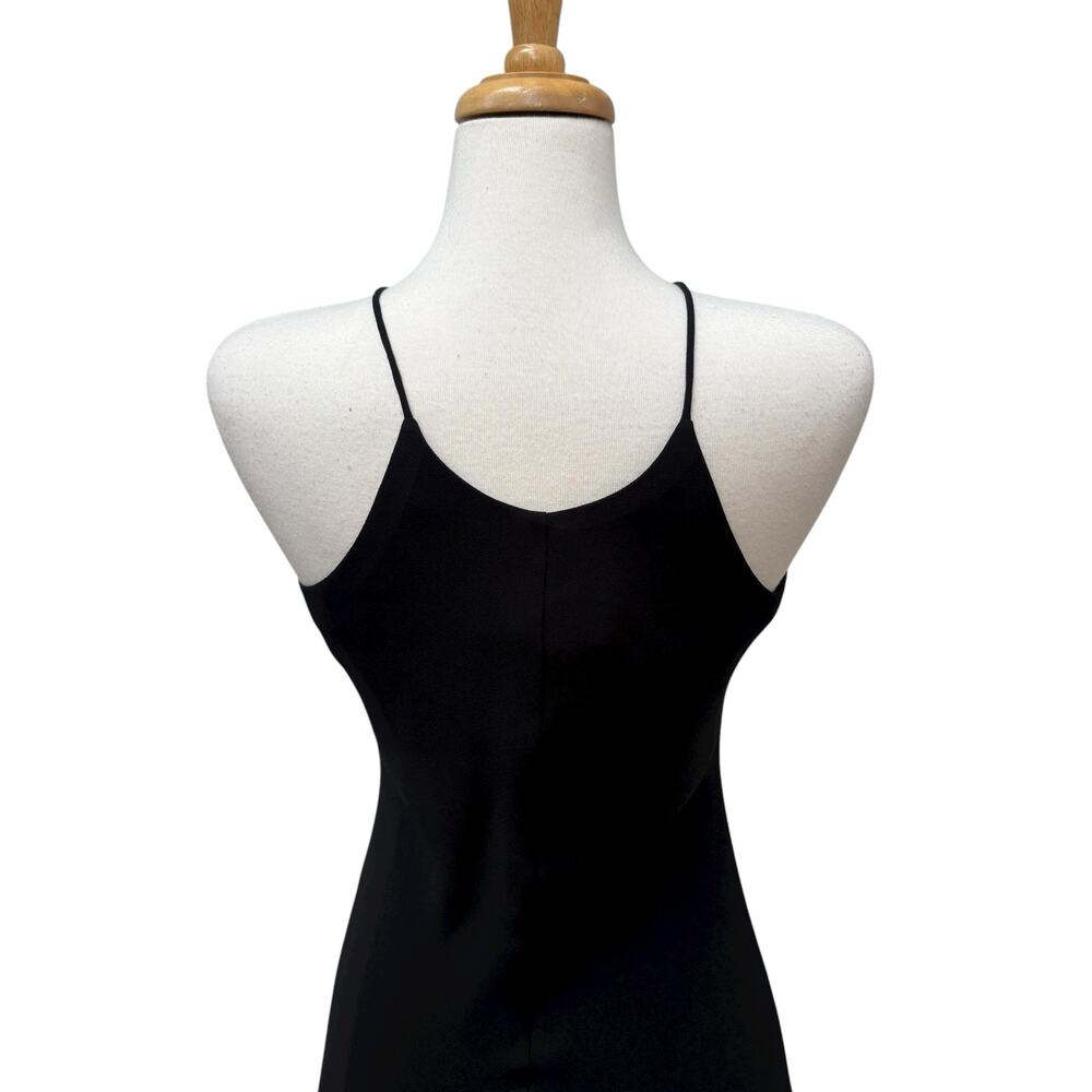 VTG Cachet Cocktail Dress 8 Black Silver Beaded Halter Midi Disco Whimsigoth Y2K - Picture 5 of 8